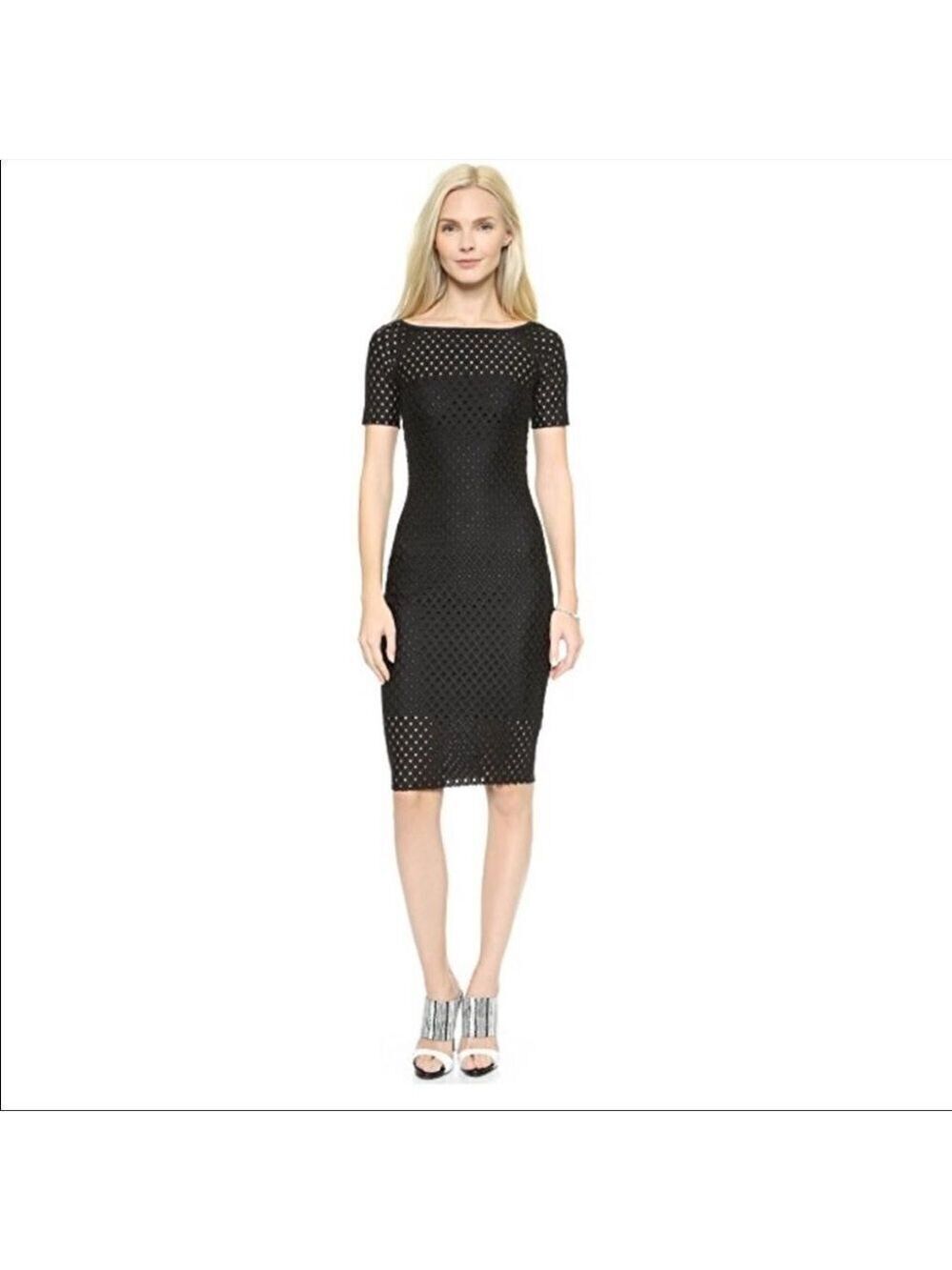 * Bec & Bridge Black Into the Mystic Eyelet Lattice Bandage Dress Size 4